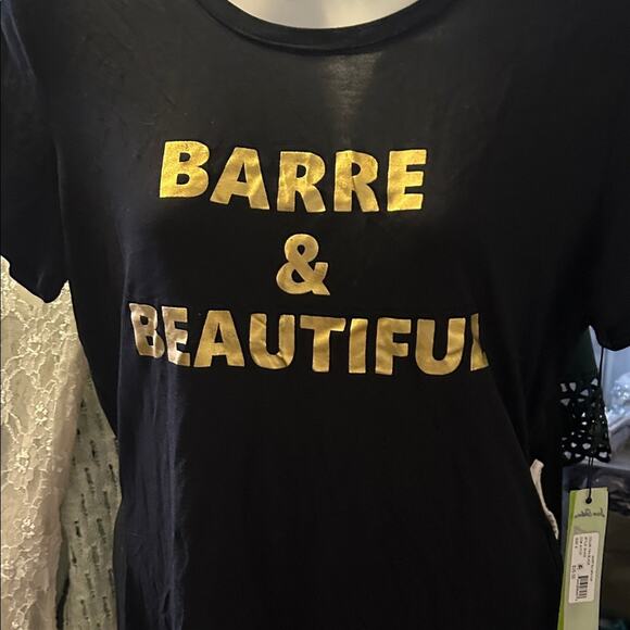 Sam Edelman’s Barre and Beautiful Open back Top with Gold Print - Picture 2 of 6